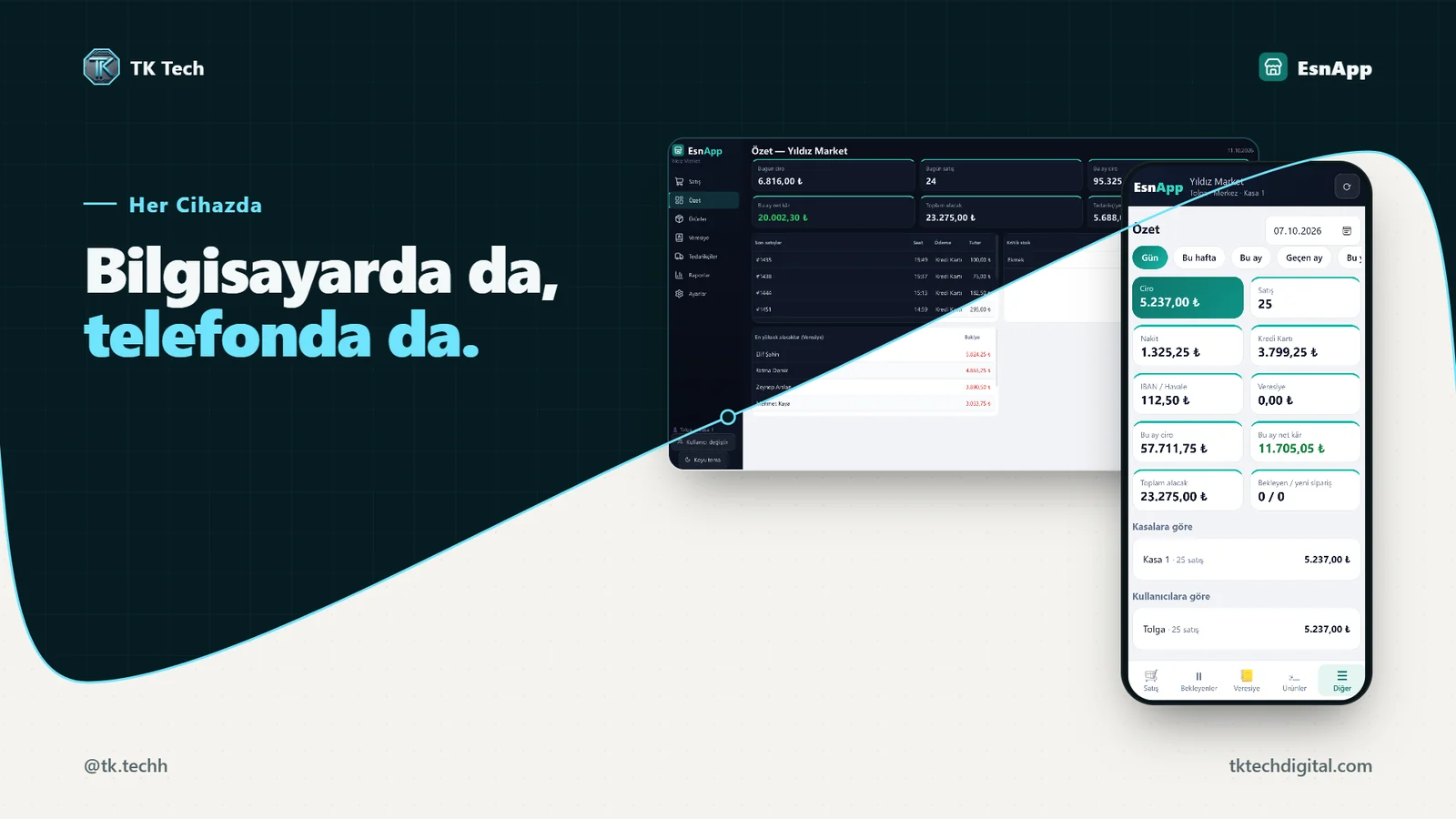EsnApp bilgisayarda ve telefonda