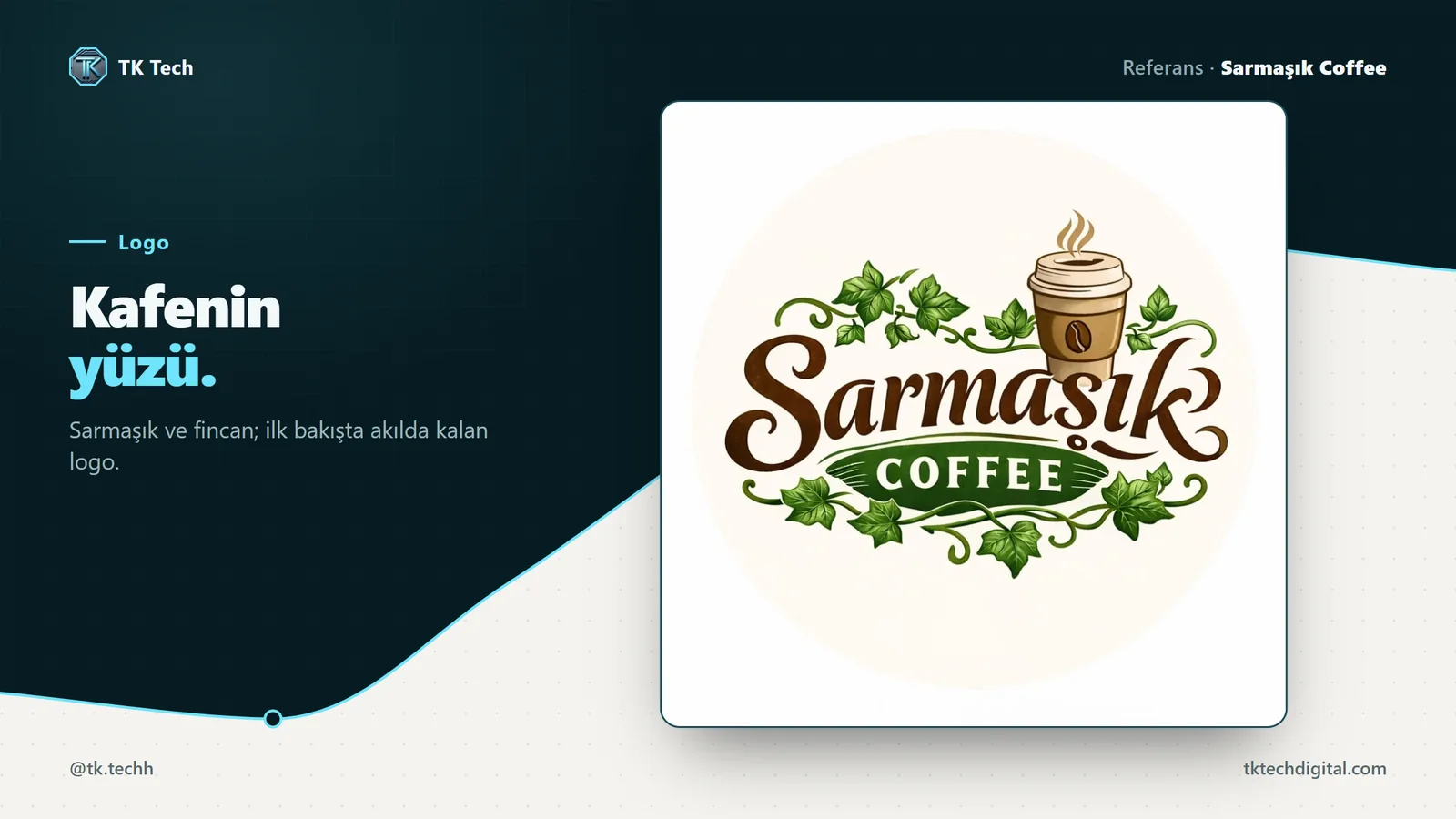 Sarmaşık Coffee: Kafenin yüzü. Sarmaşık ve fincan; ilk bakışta akılda kalan logo.