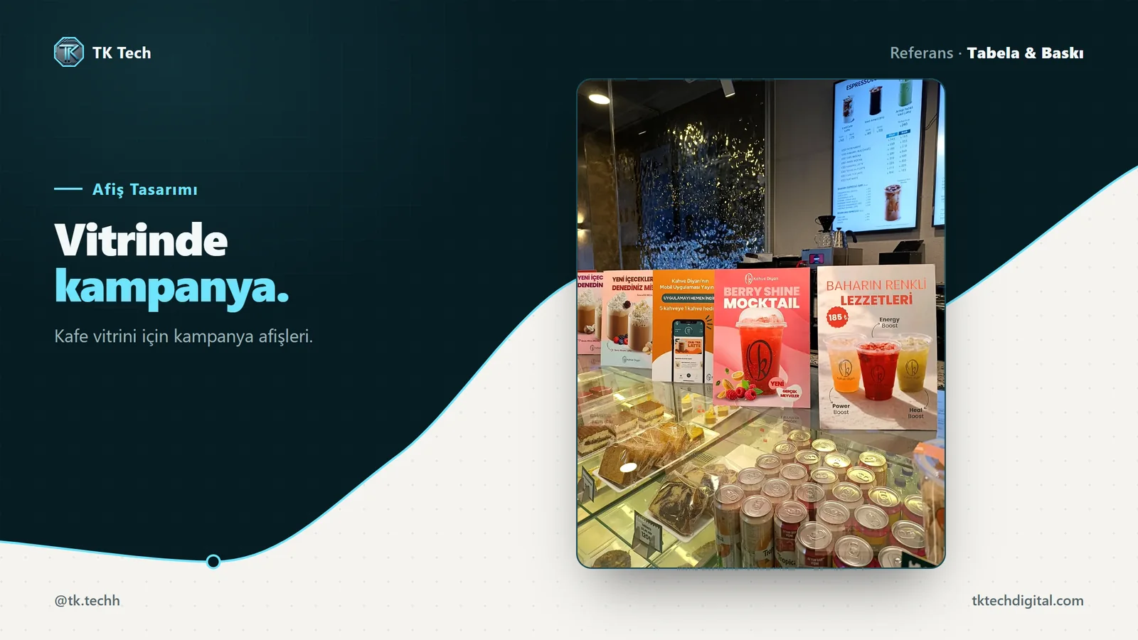 Tabela & Baskı: Vitrinde kampanya. Kafe vitrini için kampanya afişleri.