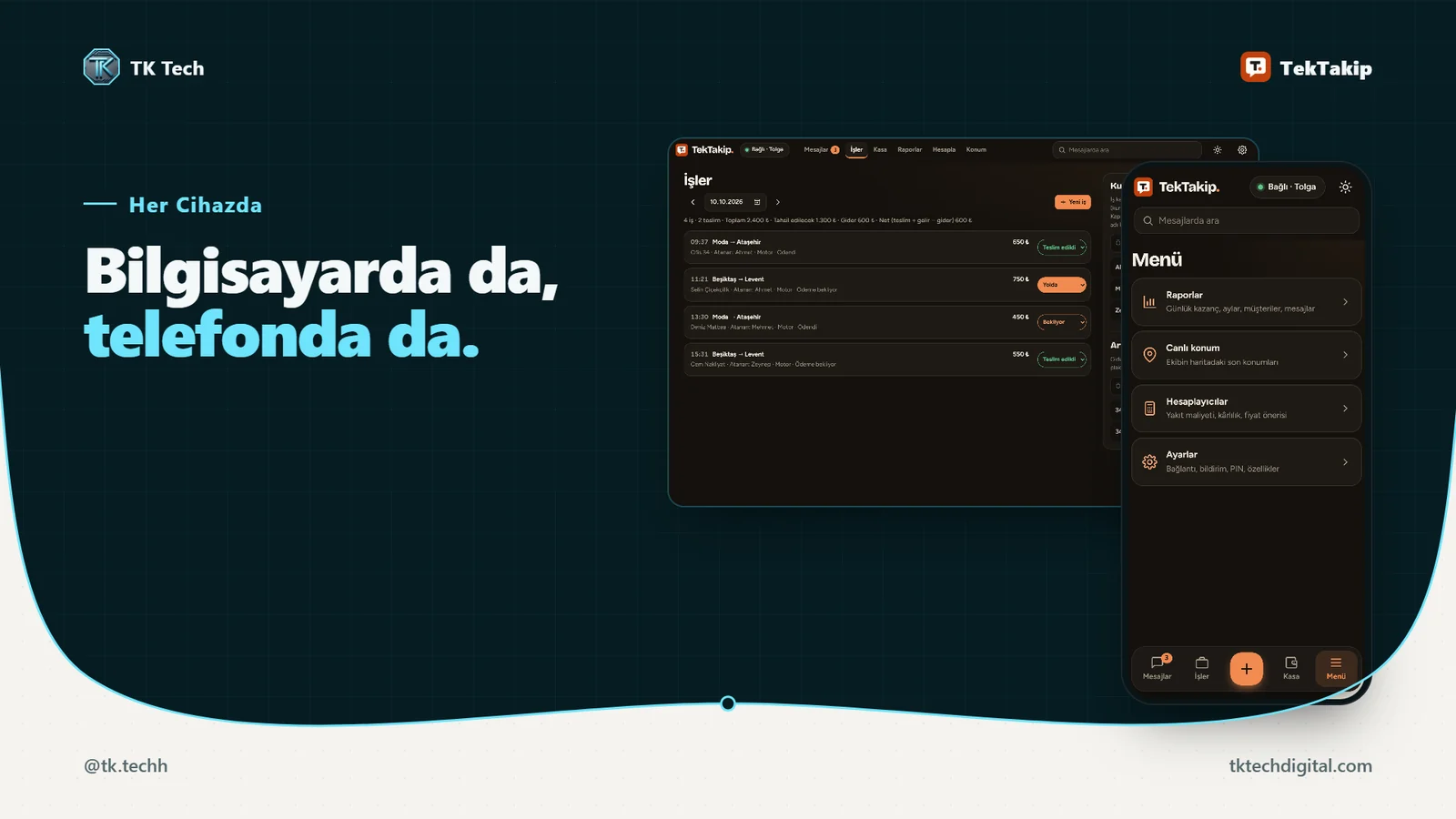 TekTakip bilgisayarda ve telefonda